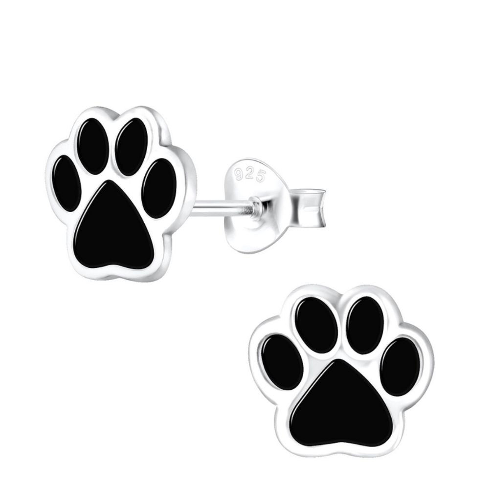 Silver Paw Print Studs
